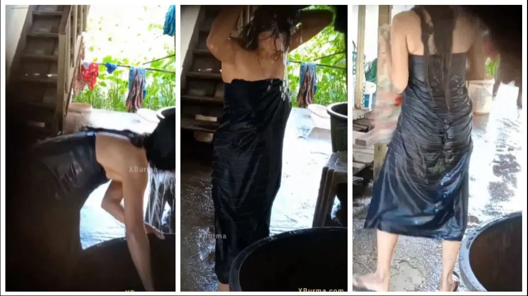 ရေချိုးချောင်းရိုက် (၃) – A Lady Shower At Home