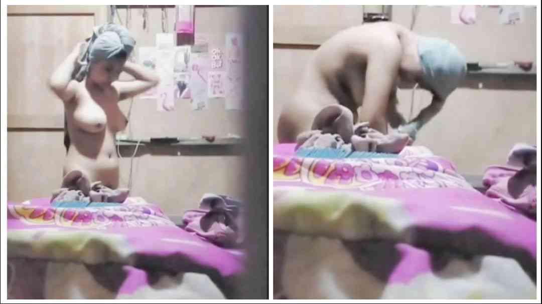 အကိတ်မလေးရဲ့ အဝတ်လဲခိုးရိုက် – A Lady Changing Clothes After Shower