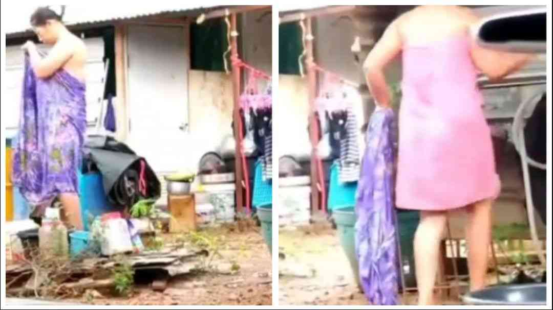 ရေချိုးချောင်းရိုက် (၂၅) – Myanmar Woman Shower Outside Home