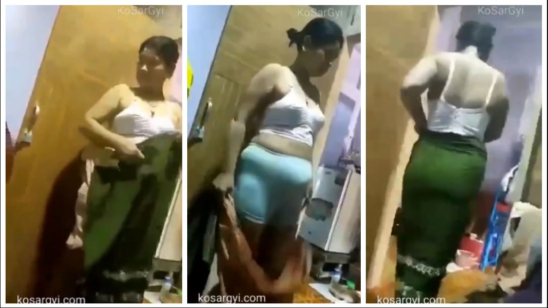 အလုပ်သွားဖို့ အဝတ်လဲနေတဲ့အန်တီကြီး – Old Woman Change Office Uniform Until Go To Work