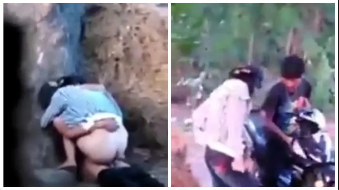 တောထဲ ဆိုင်ကယ်နဲ့လာဘုတာ – Couple rides motorbike into forest and has sex